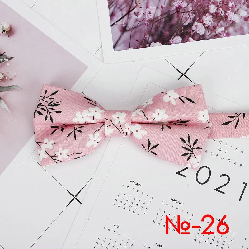 Mens Floral Bow Tie Flexible Bowtie Smooth Necktie Soft Cotton Butterfly Decorative Pattern Dot Flower Print Bow Ties