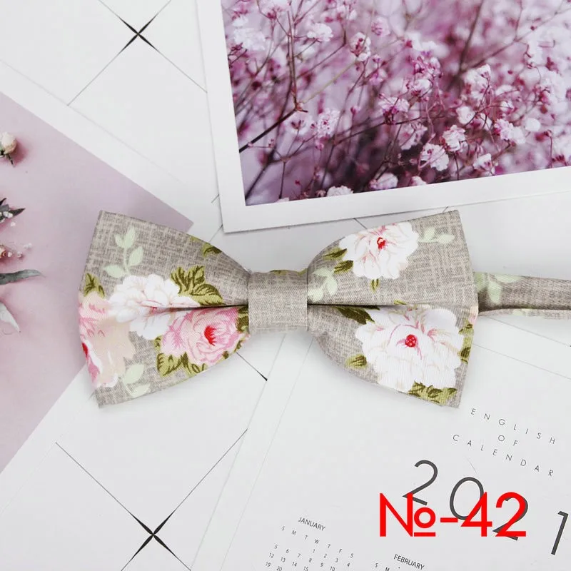 Mens Floral Bow Tie Flexible Bowtie Smooth Necktie Soft Cotton Butterfly Decorative Pattern Dot Flower Print Bow Ties