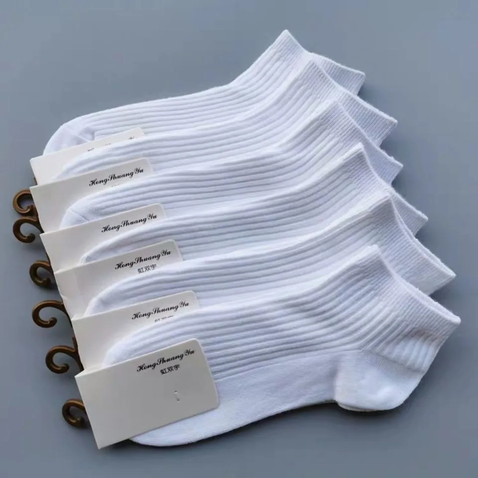Unisex Men Women Socks cotton Ankle Socks Pack Set Solid Color Short Cotton Low Cut Sock White Black 5 Pairs 1 Lot High Quality