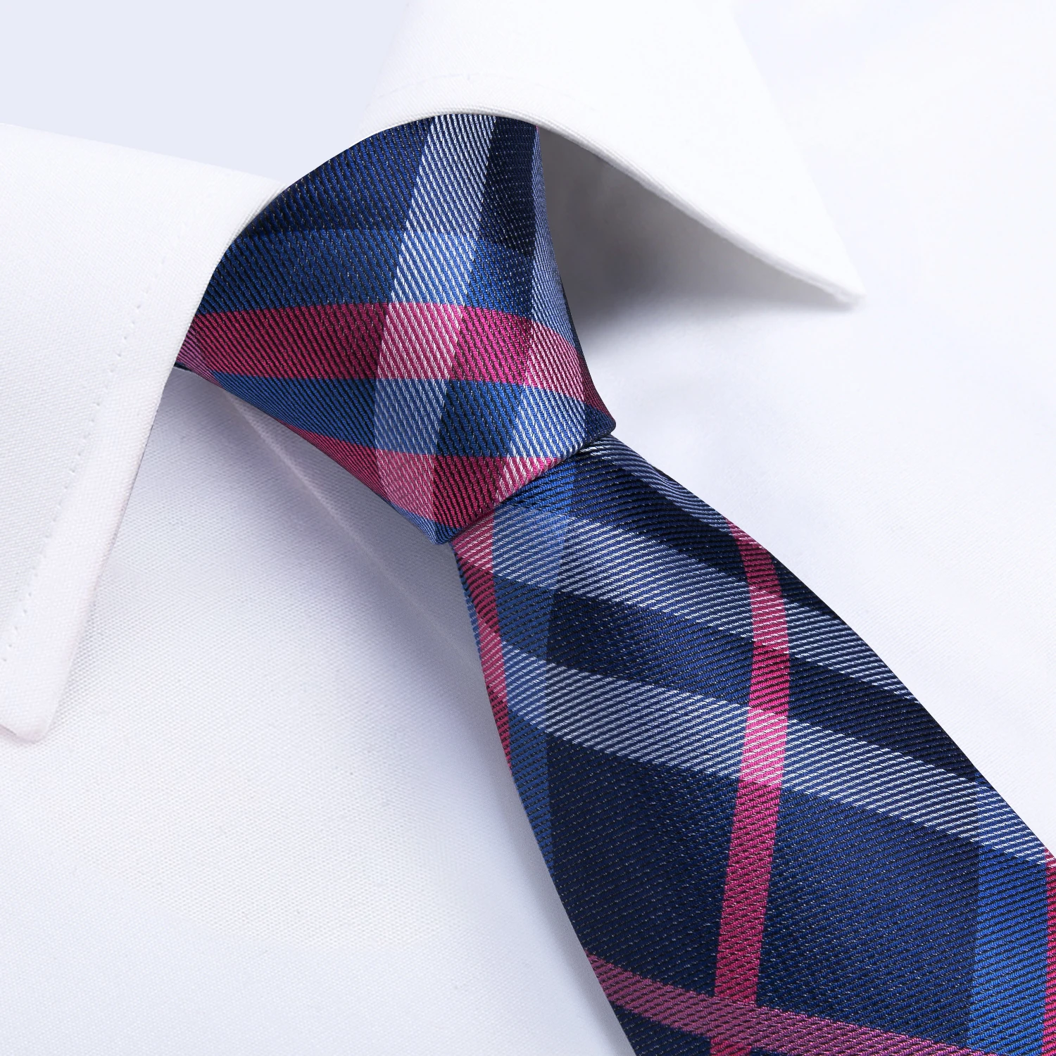 Plaid Men's Tie Set Yellow Purple Blue Necktie 8cm Business Wedding Tie Handkerchief Cufflinks Gift For Men