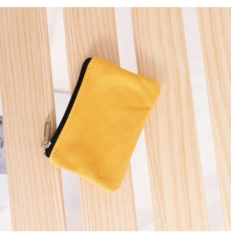 Solid Color DIY Canvas Coin Purse Zipper Mini Coin Key Bag Money Pocket Women Men Simple Coin Purse Small Wallet Kid Gift Pouch