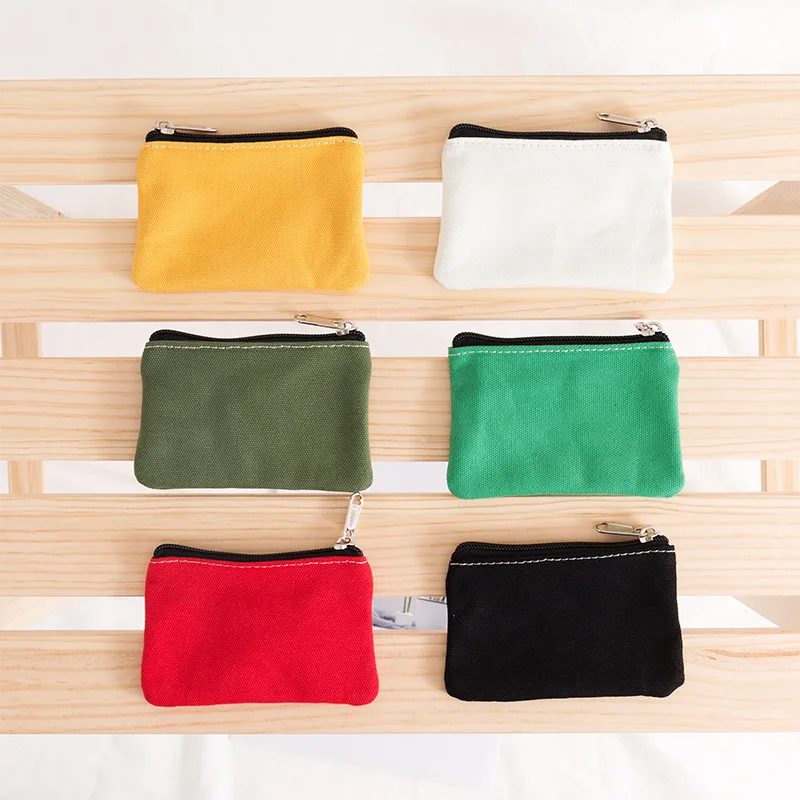 Solid Color DIY Canvas Coin Purse Zipper Mini Coin Key Bag Money Pocket Women Men Simple Coin Purse Small Wallet Kid Gift Pouch
