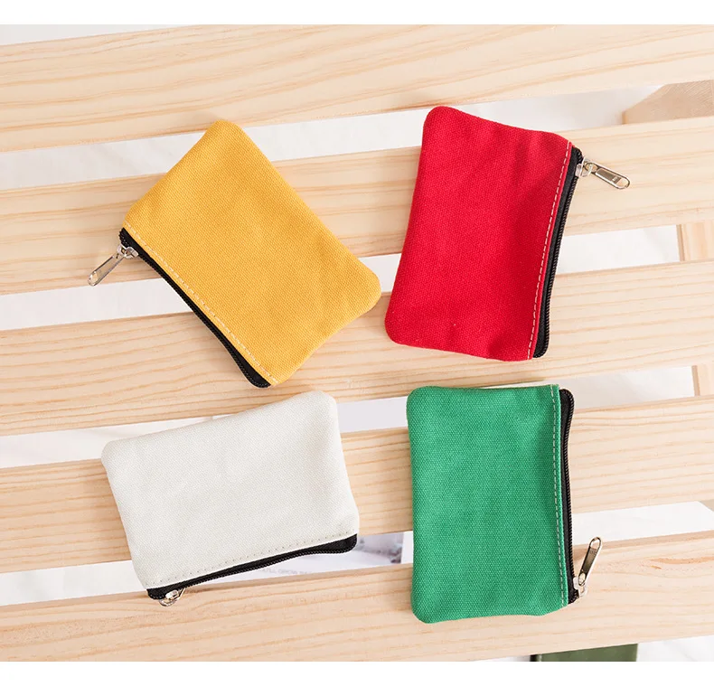 Solid Color DIY Canvas Coin Purse Zipper Mini Coin Key Bag Money Pocket Women Men Simple Coin Purse Small Wallet Kid Gift Pouch