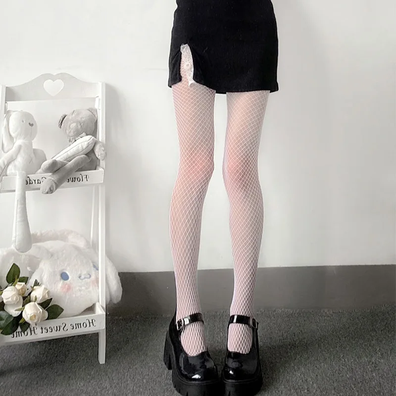 Sexy Women High waist fishnet stocking club tights panty knitting net pantyhose mesh lingerie Anime Lolita Cosplay Costumes 2021