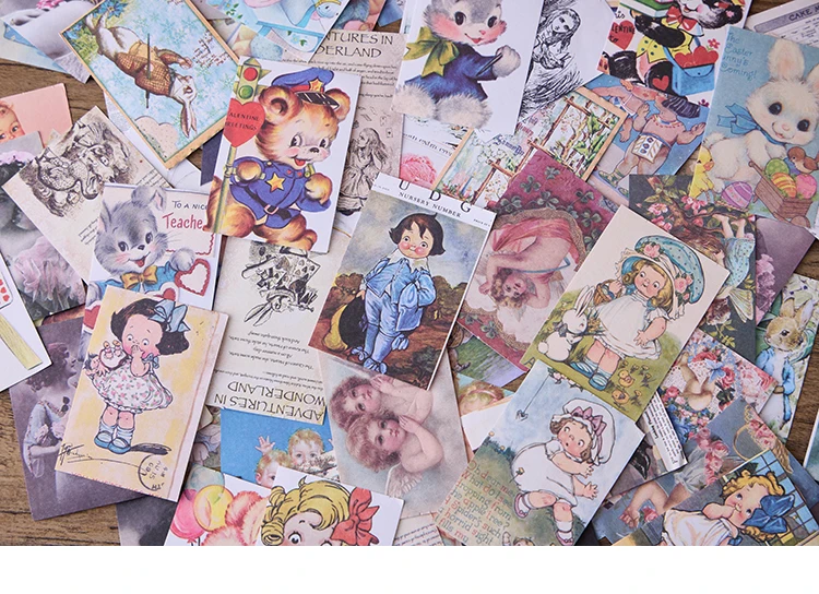 100pcs/lot Memo Pads Material Paper Vintage Rabbit Girls Baby Paper Junk Journal Scrapbooking Cards Background Decoration Paper