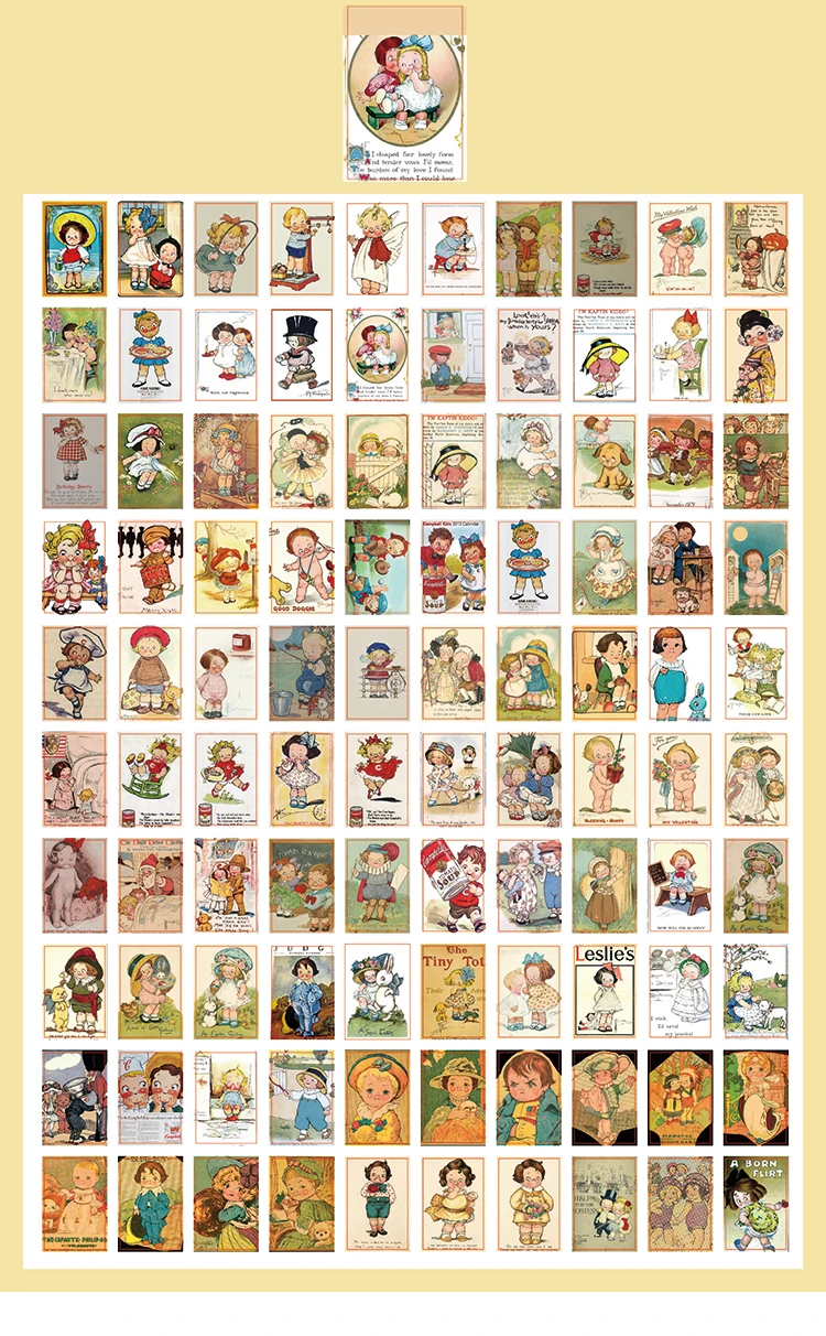 100pcs/lot Memo Pads Material Paper Vintage Rabbit Girls Baby Paper Junk Journal Scrapbooking Cards Background Decoration Paper