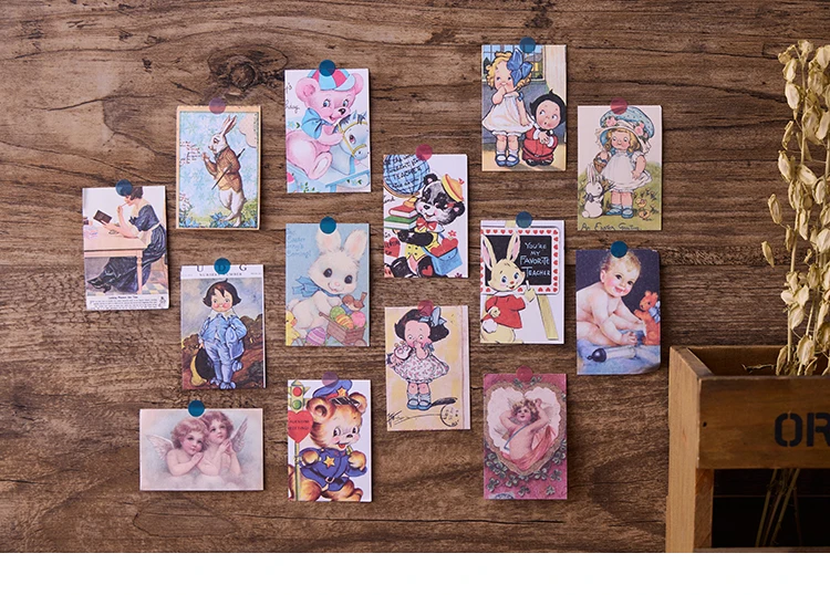 100pcs/lot Memo Pads Material Paper Vintage Rabbit Girls Baby Paper Junk Journal Scrapbooking Cards Background Decoration Paper
