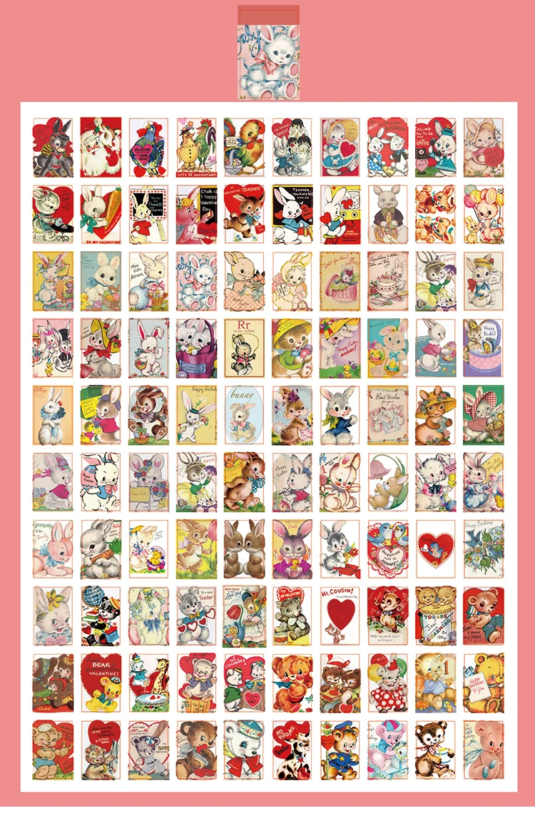 100pcs/lot Memo Pads Material Paper Vintage Rabbit Girls Baby Paper Junk Journal Scrapbooking Cards Background Decoration Paper