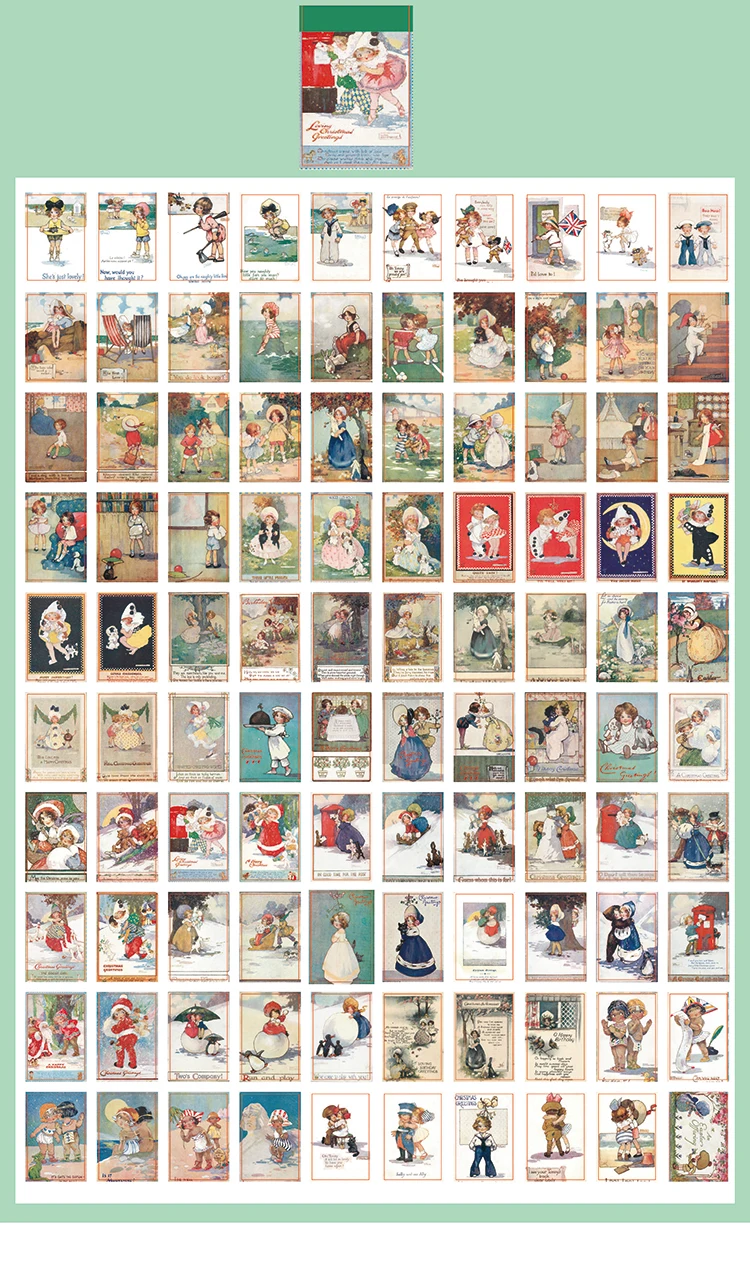 100pcs/lot Memo Pads Material Paper Vintage Rabbit Girls Baby Paper Junk Journal Scrapbooking Cards Background Decoration Paper
