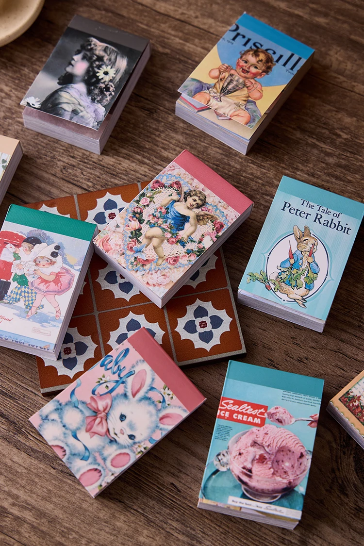 100pcs/lot Memo Pads Material Paper Vintage Rabbit Girls Baby Paper Junk Journal Scrapbooking Cards Background Decoration Paper