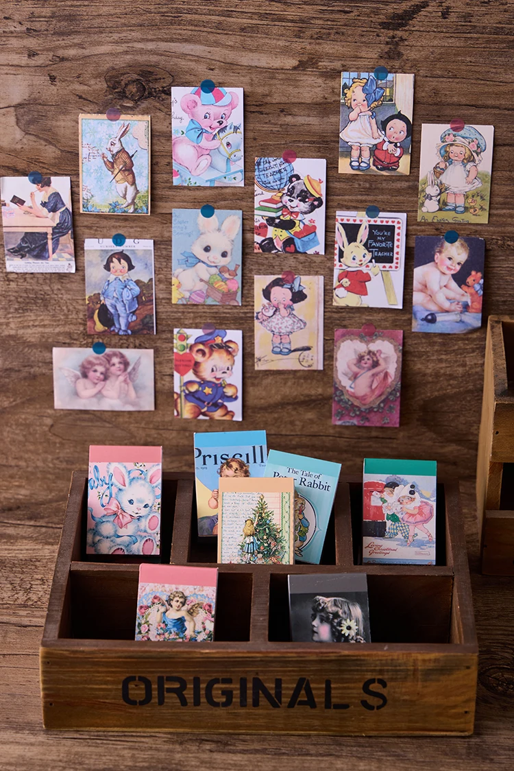 100pcs/lot Memo Pads Material Paper Vintage Rabbit Girls Baby Paper Junk Journal Scrapbooking Cards Background Decoration Paper