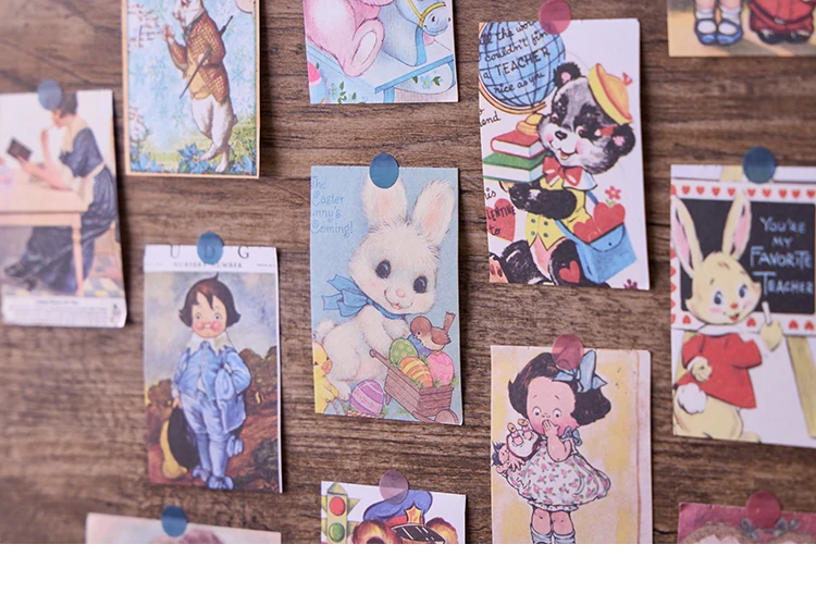 100pcs/lot Memo Pads Material Paper Vintage Rabbit Girls Baby Paper Junk Journal Scrapbooking Cards Background Decoration Paper