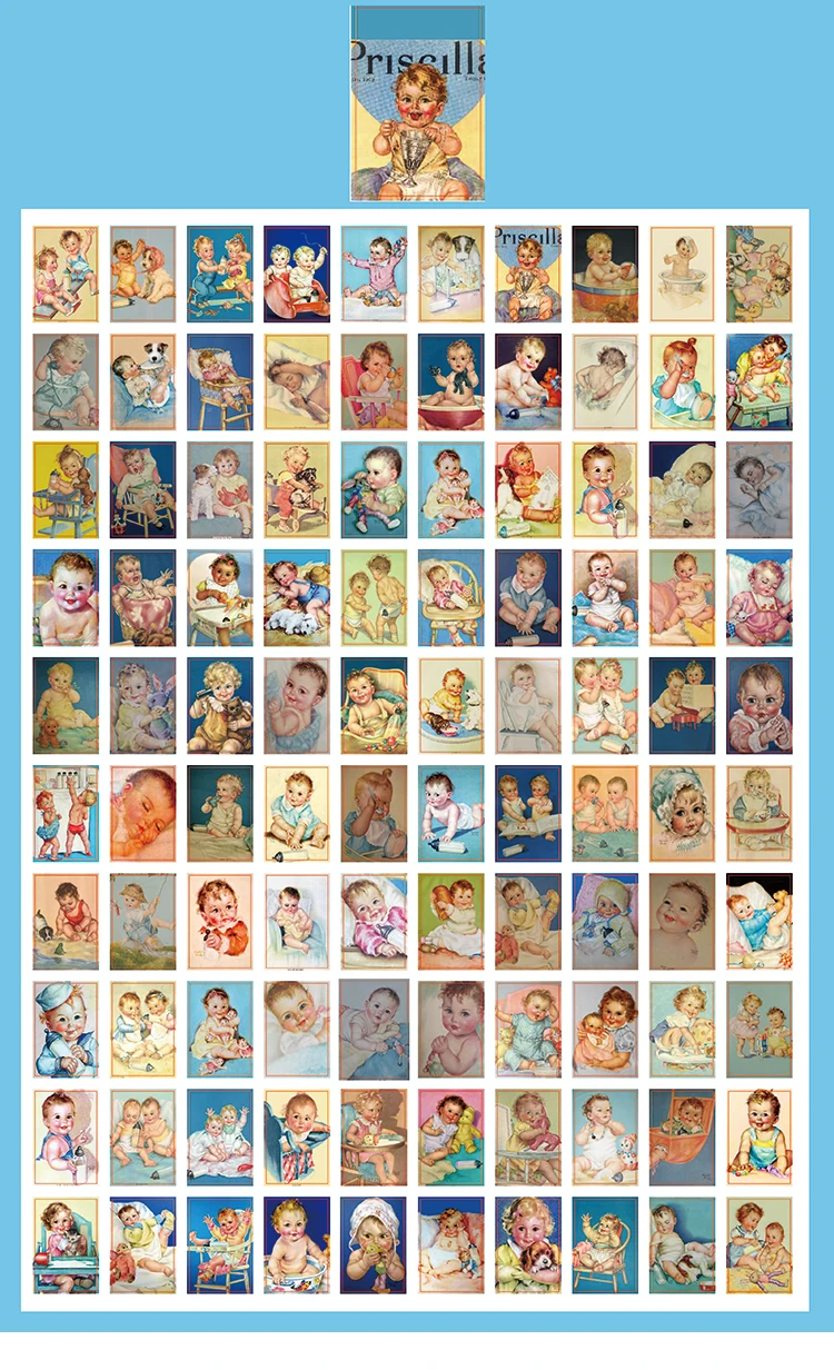 100pcs/lot Memo Pads Material Paper Vintage Rabbit Girls Baby Paper Junk Journal Scrapbooking Cards Background Decoration Paper