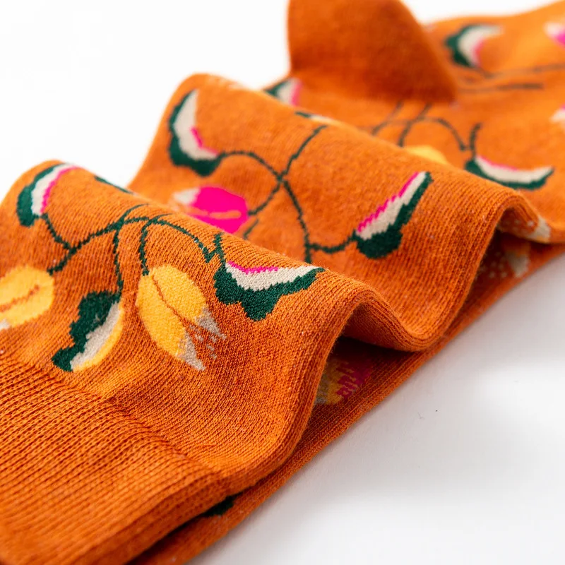 1 Pair Women Socks Cartoon Art Octopus Flower Plant Kawaii Funny Casual Female Cotton Sock Hosiery Streetwear Harajuku Crew Sox
