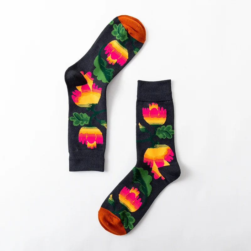 1 Pair Women Socks Cartoon Art Octopus Flower Plant Kawaii Funny Casual Female Cotton Sock Hosiery Streetwear Harajuku Crew Sox