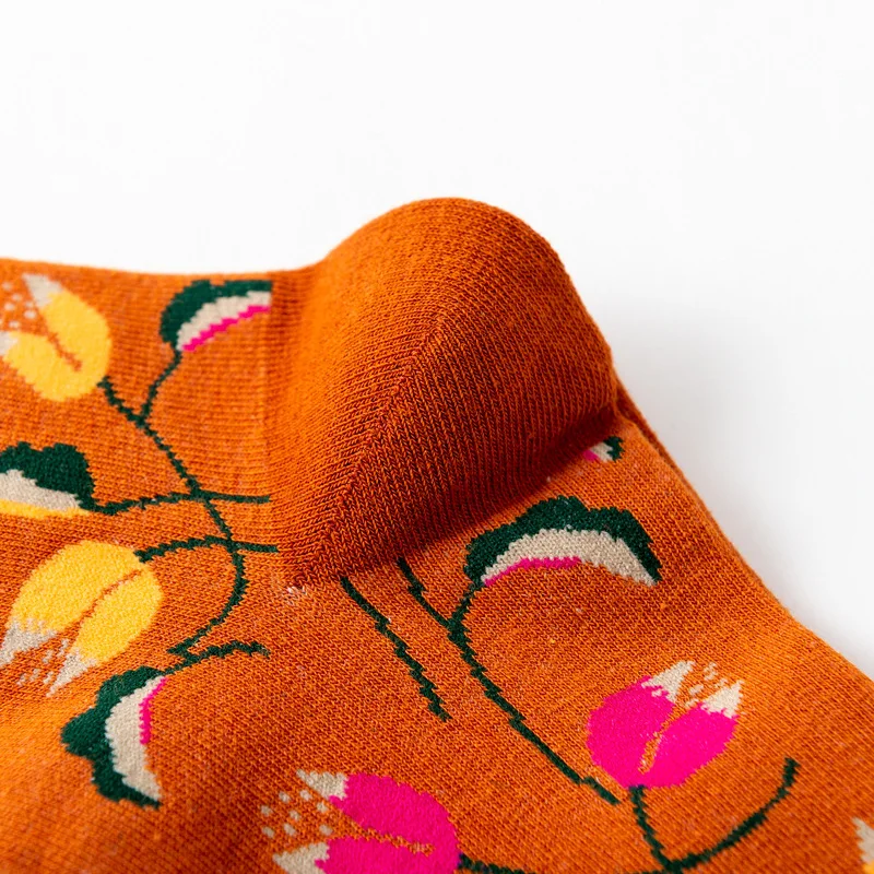 1 Pair Women Socks Cartoon Art Octopus Flower Plant Kawaii Funny Casual Female Cotton Sock Hosiery Streetwear Harajuku Crew Sox