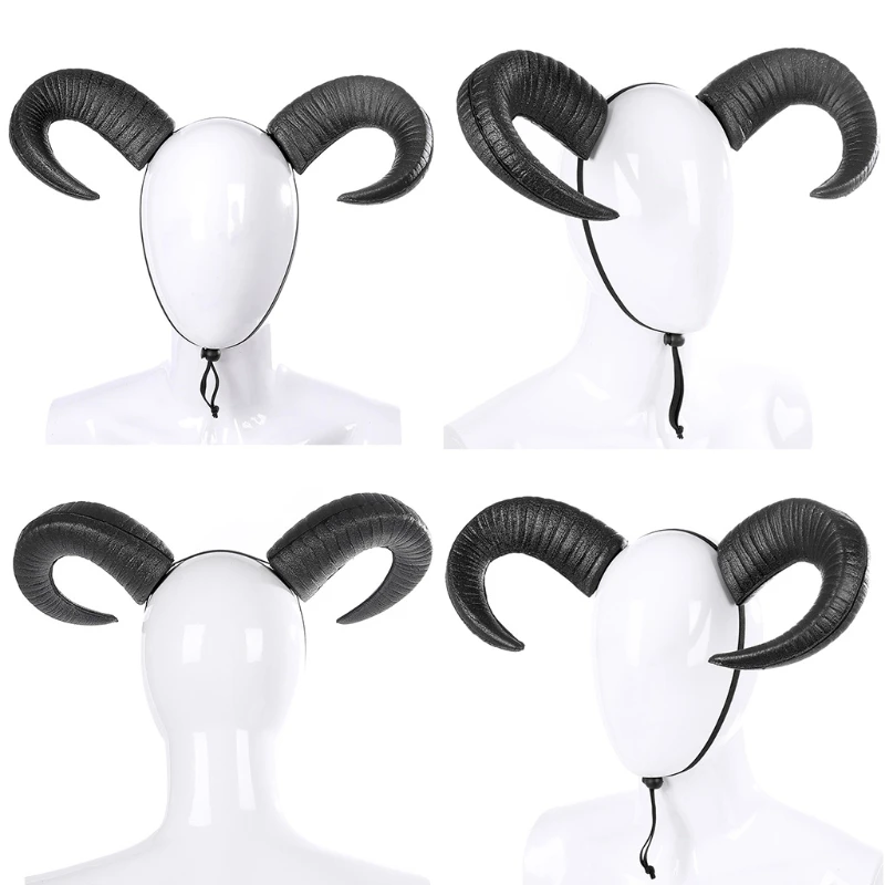 Ox Horn Headwear Dancing Party Hairband Non Slip Headpiece Photo Props Fancy Dress Halloween Cosplay Accessories