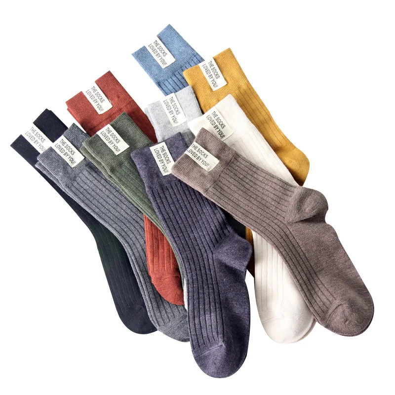 Japanese Korean Fashion High School Girls High Socks Solid Color White Khaki Beige Loose Socks Cotton Knitting Women Long Socks