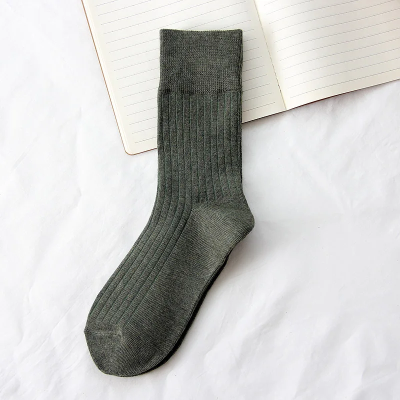 Japanese Korean Fashion High School Girls High Socks Solid Color White Khaki Beige Loose Socks Cotton Knitting Women Long Socks
