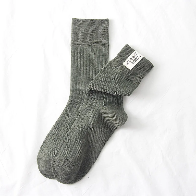 Japanese Korean Fashion High School Girls High Socks Solid Color White Khaki Beige Loose Socks Cotton Knitting Women Long Socks