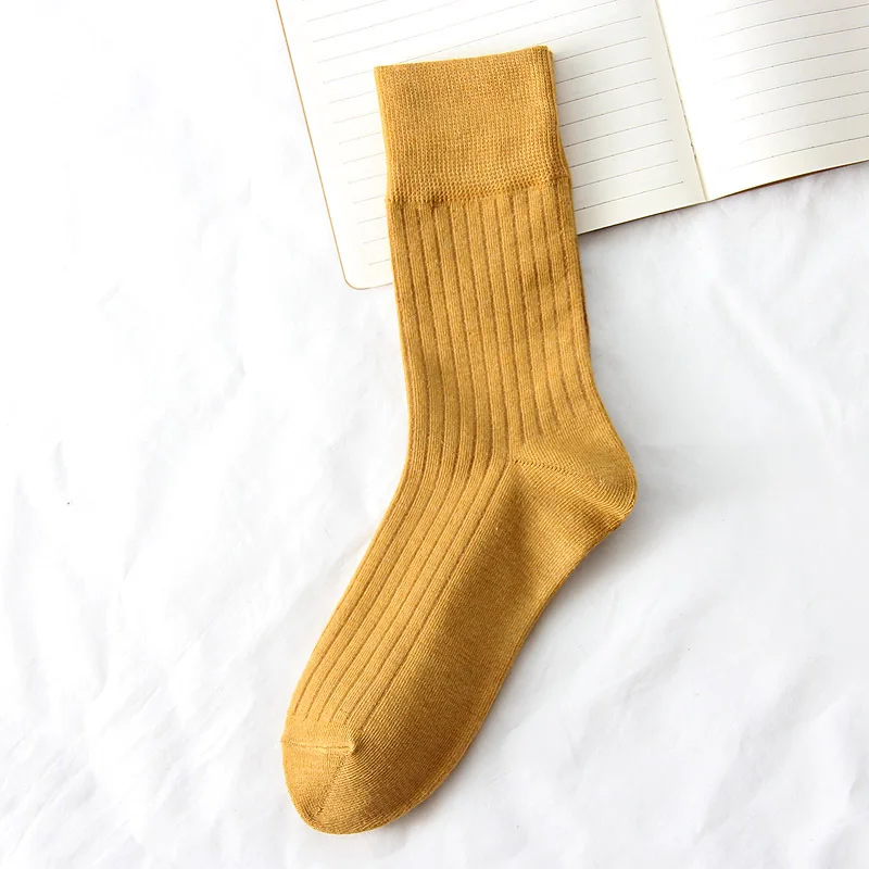 Japanese Korean Fashion High School Girls High Socks Solid Color White Khaki Beige Loose Socks Cotton Knitting Women Long Socks