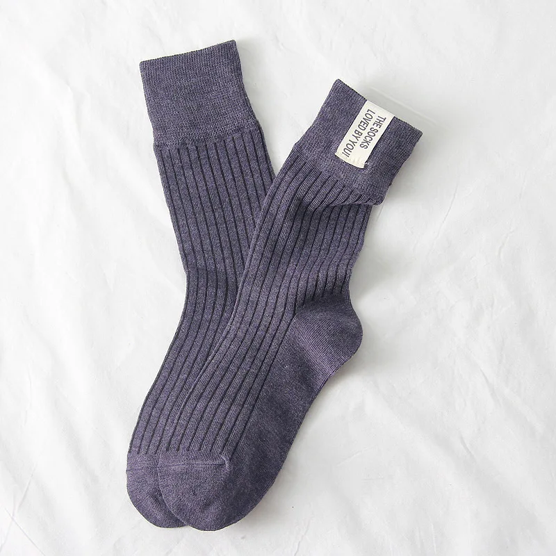 Japanese Korean Fashion High School Girls High Socks Solid Color White Khaki Beige Loose Socks Cotton Knitting Women Long Socks