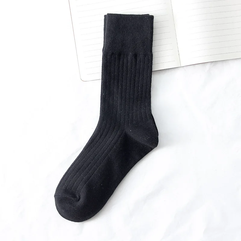 Japanese Korean Fashion High School Girls High Socks Solid Color White Khaki Beige Loose Socks Cotton Knitting Women Long Socks