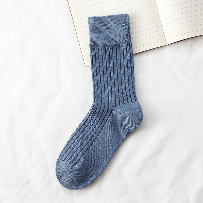 Japanese Korean Fashion High School Girls High Socks Solid Color White Khaki Beige Loose Socks Cotton Knitting Women Long Socks