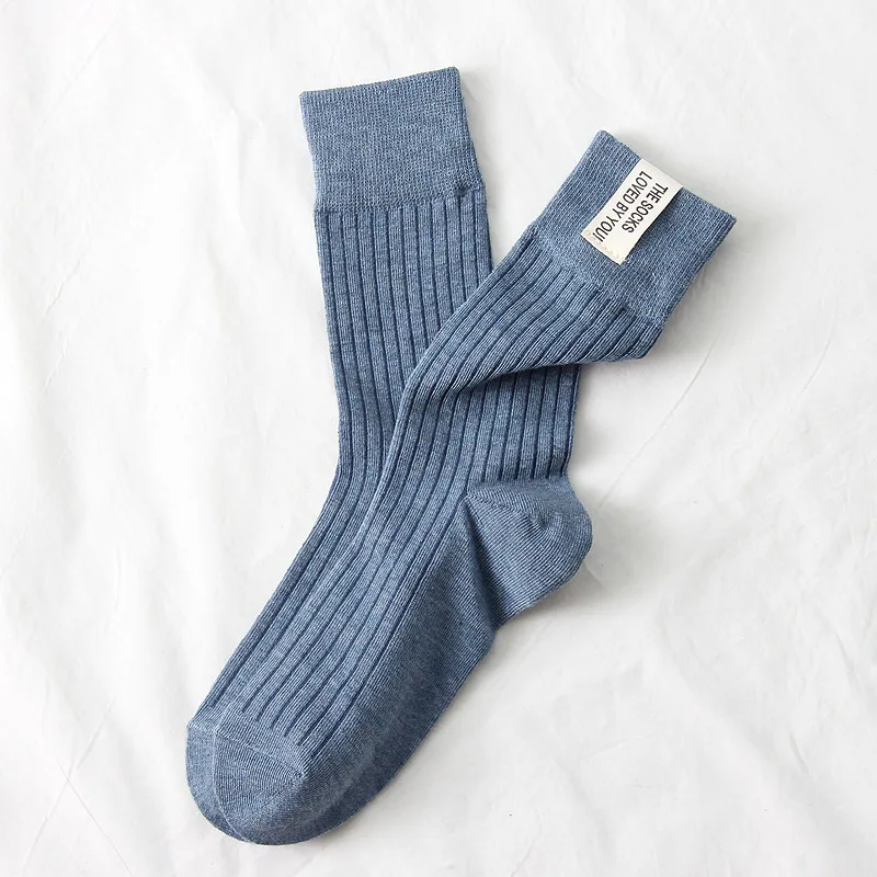 Japanese Korean Fashion High School Girls High Socks Solid Color White Khaki Beige Loose Socks Cotton Knitting Women Long Socks