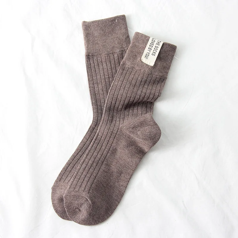 Japanese Korean Fashion High School Girls High Socks Solid Color White Khaki Beige Loose Socks Cotton Knitting Women Long Socks
