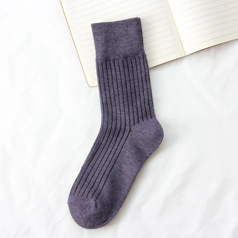 Japanese Korean Fashion High School Girls High Socks Solid Color White Khaki Beige Loose Socks Cotton Knitting Women Long Socks