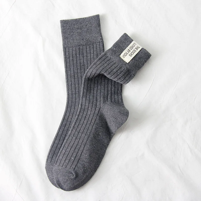 Japanese Korean Fashion High School Girls High Socks Solid Color White Khaki Beige Loose Socks Cotton Knitting Women Long Socks