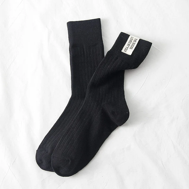 Japanese Korean Fashion High School Girls High Socks Solid Color White Khaki Beige Loose Socks Cotton Knitting Women Long Socks