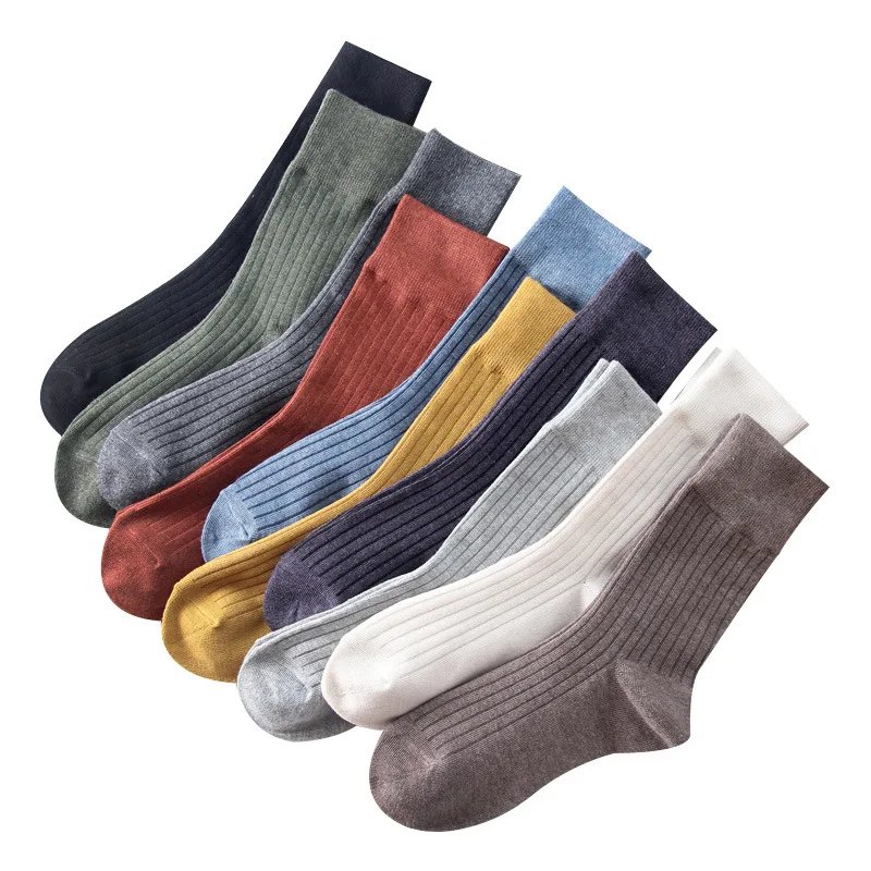 Japanese Korean Fashion High School Girls High Socks Solid Color White Khaki Beige Loose Socks Cotton Knitting Women Long Socks