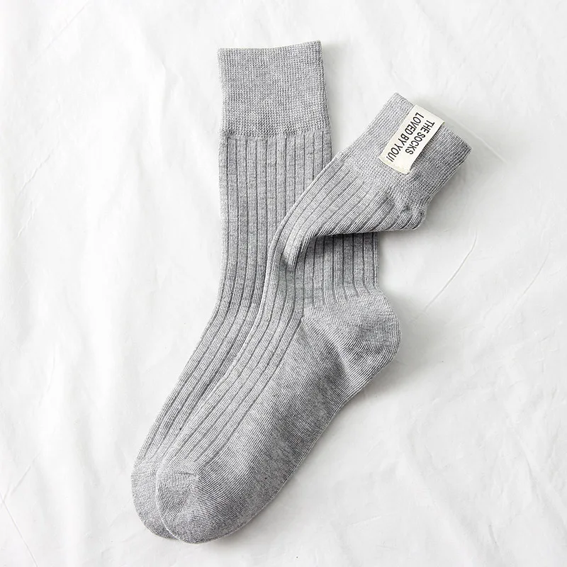 Japanese Korean Fashion High School Girls High Socks Solid Color White Khaki Beige Loose Socks Cotton Knitting Women Long Socks