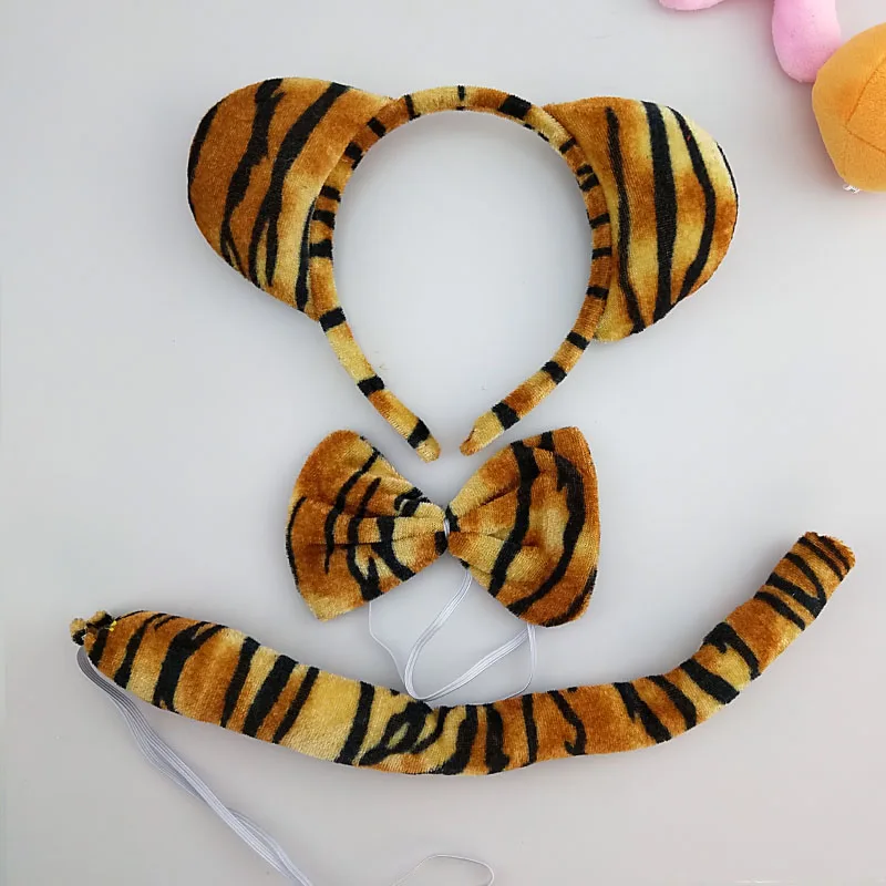 Boy Children Girl Animal Tiger Props Birthday Party Headband Tail Tie Skirt Headwear Halloween Costume Cosplay