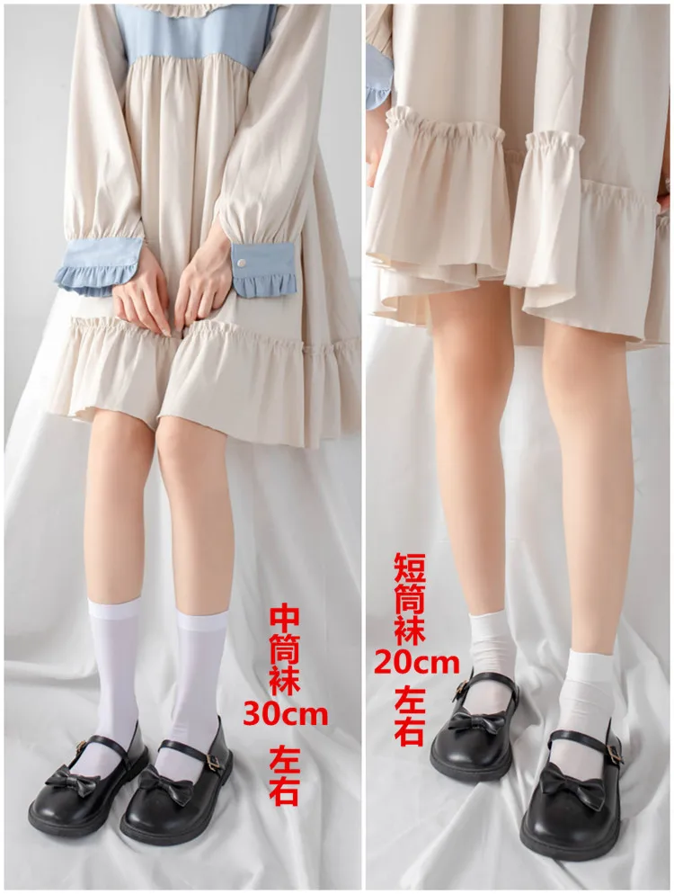 Women Socks Spring Summer Ladies Solid Color Socks Long Tube Short Socks High Mid Tube Socks Velvet White Black Soks for Girls
