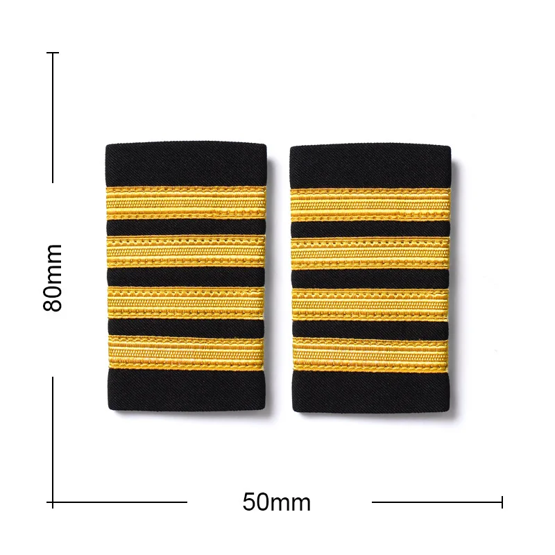 1 Pair Clothing Decor Epaulettes Professional Pilots Uniform Epaulets 4 Bars Shirts Craft Garment DIY Accessory Shoulder Badges
