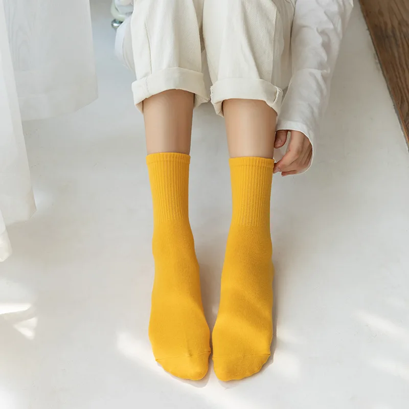 Women Socks 100 Cotton Fashion Trend Solid Color Women's Socks Pure Cotton Woman Socks Happy Girls Socks Short Crew Ankle Socks