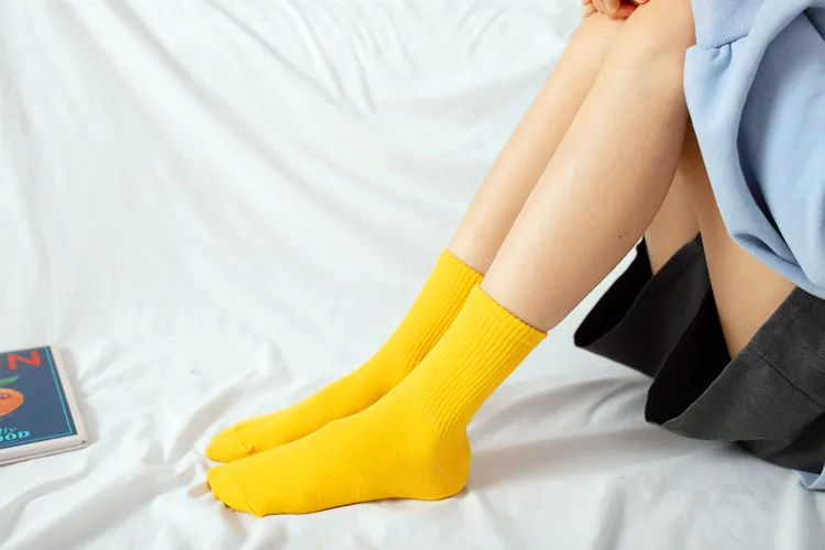 Women Socks 100 Cotton Fashion Trend Solid Color Women's Socks Pure Cotton Woman Socks Happy Girls Socks Short Crew Ankle Socks