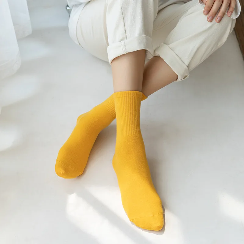 Women Socks 100 Cotton Fashion Trend Solid Color Women's Socks Pure Cotton Woman Socks Happy Girls Socks Short Crew Ankle Socks