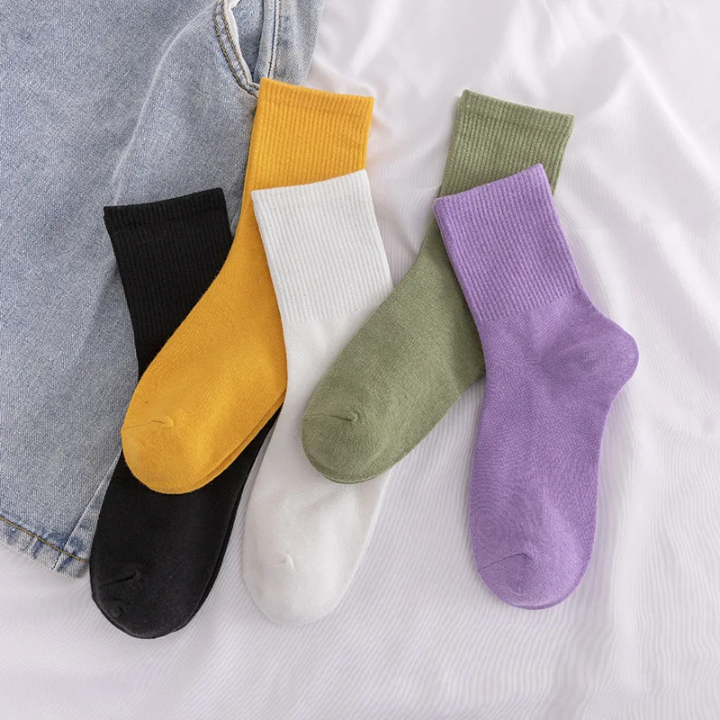 Women Socks 100 Cotton Fashion Trend Solid Color Women's Socks Pure Cotton Woman Socks Happy Girls Socks Short Crew Ankle Socks