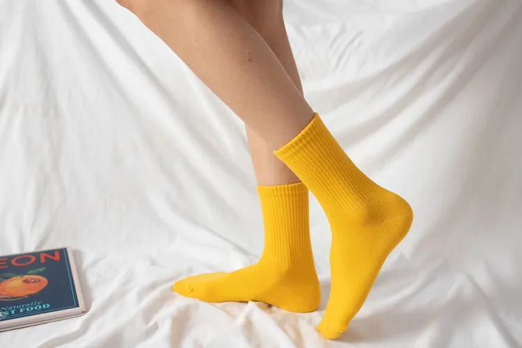 Women Socks 100 Cotton Fashion Trend Solid Color Women's Socks Pure Cotton Woman Socks Happy Girls Socks Short Crew Ankle Socks