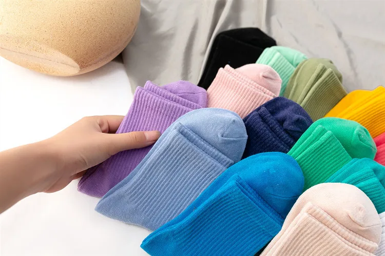Women Socks 100 Cotton Fashion Trend Solid Color Women's Socks Pure Cotton Woman Socks Happy Girls Socks Short Crew Ankle Socks