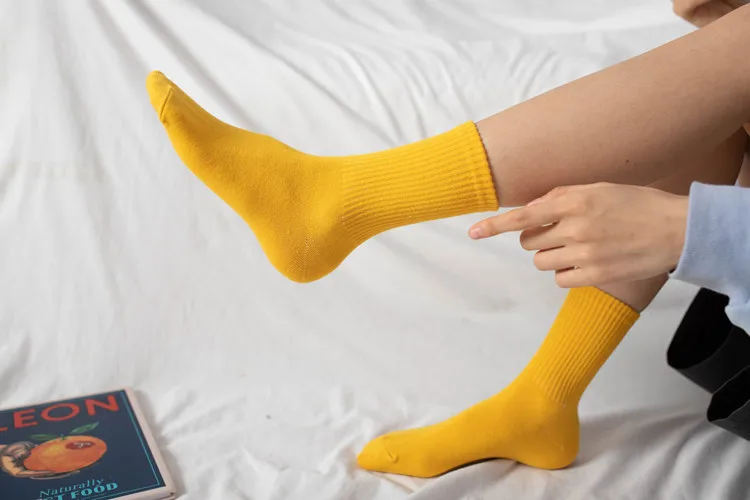 Women Socks 100 Cotton Fashion Trend Solid Color Women's Socks Pure Cotton Woman Socks Happy Girls Socks Short Crew Ankle Socks