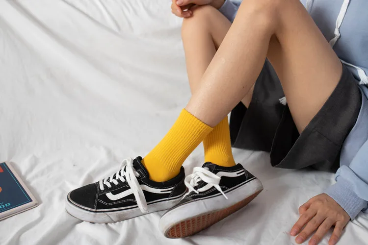 Women Socks 100 Cotton Fashion Trend Solid Color Women's Socks Pure Cotton Woman Socks Happy Girls Socks Short Crew Ankle Socks