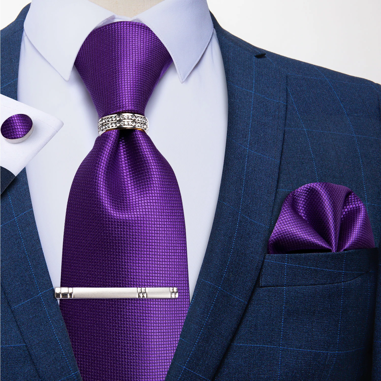 New Fashion Men's Ties Silver Floral 8cm Neck Tie Business Wedding Party Gravata Ting Ring Clip Cravat Gift For Men DiBanGu