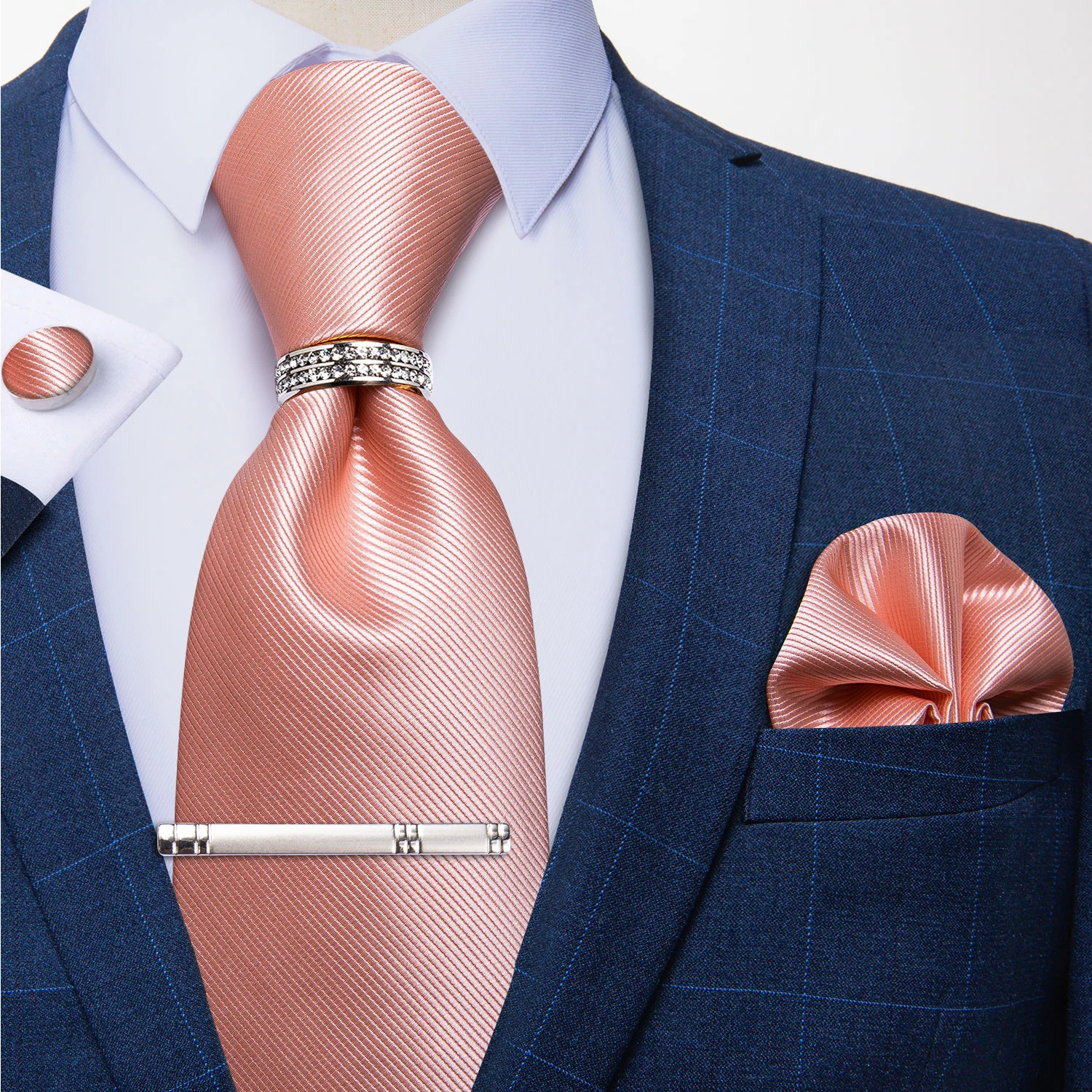 New Fashion Men's Ties Silver Floral 8cm Neck Tie Business Wedding Party Gravata Ting Ring Clip Cravat Gift For Men DiBanGu