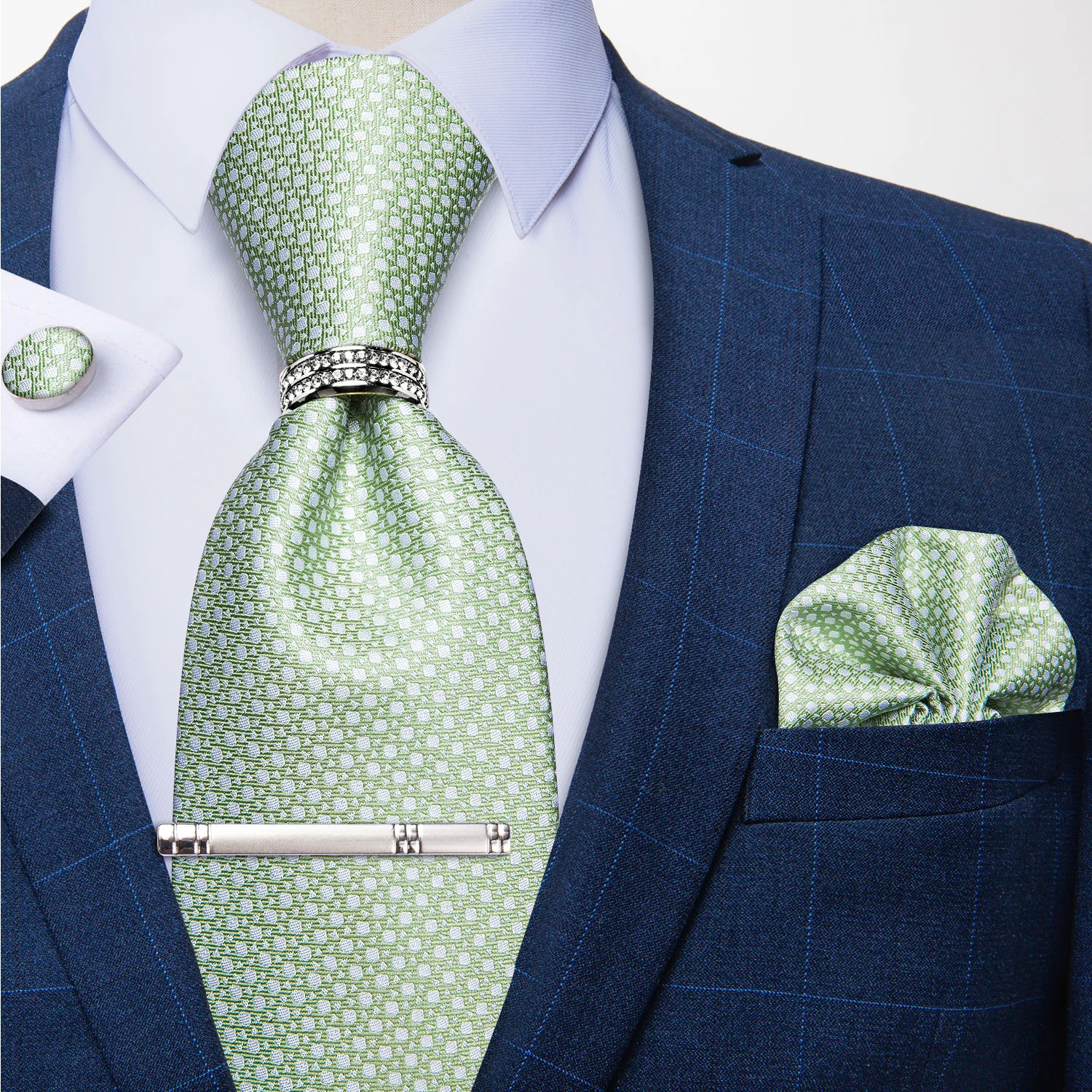 New Fashion Men's Ties Silver Floral 8cm Neck Tie Business Wedding Party Gravata Ting Ring Clip Cravat Gift For Men DiBanGu