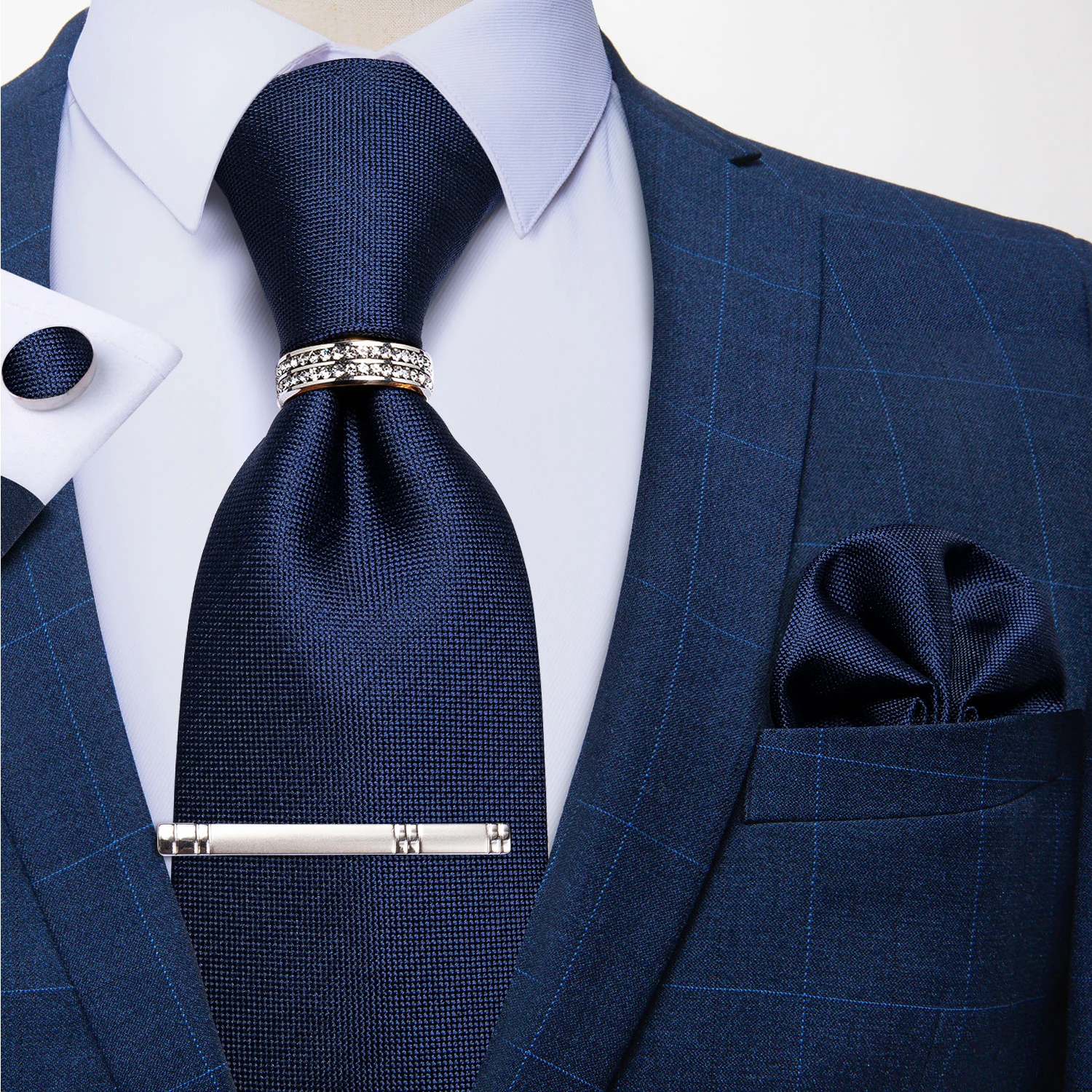 New Fashion Men's Ties Silver Floral 8cm Neck Tie Business Wedding Party Gravata Ting Ring Clip Cravat Gift For Men DiBanGu